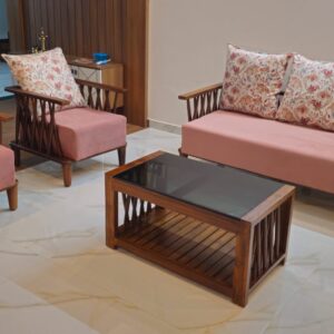 Sofa Set (Urban Wood Teak Wood 5 Seater Sofa with Pillows )